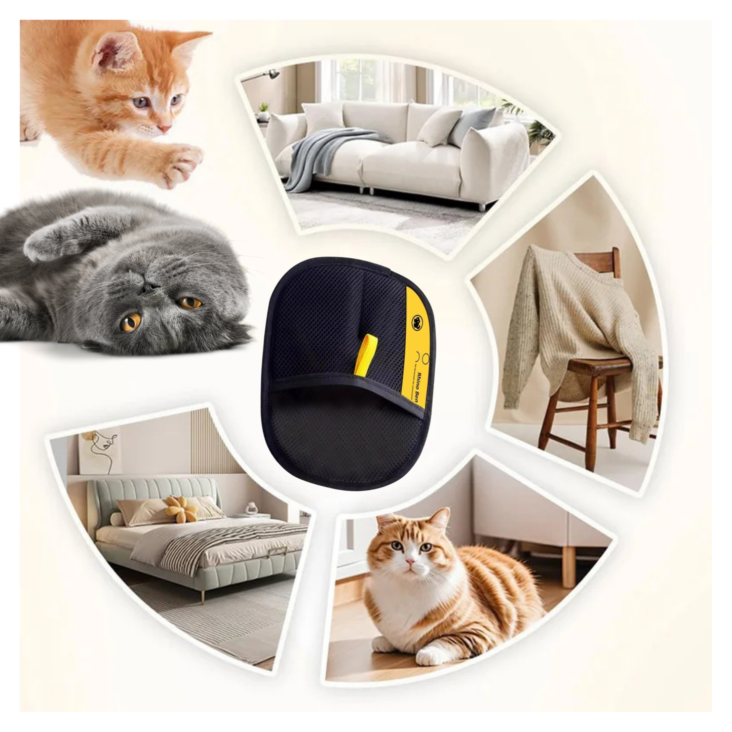 Tierhaarentferner Handschuh - Wiederverwendbar für Katzen & Hunde | Fellzauber™
