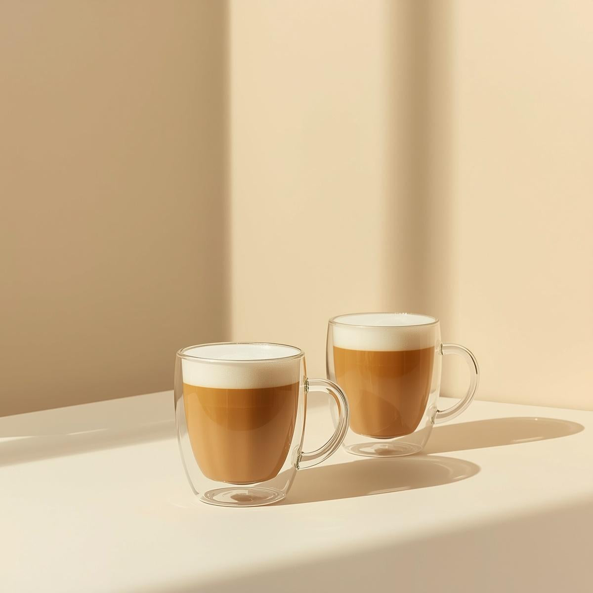 Doppelwandige Gläser für Kaffee und Latte im modernen minimalistischen Design