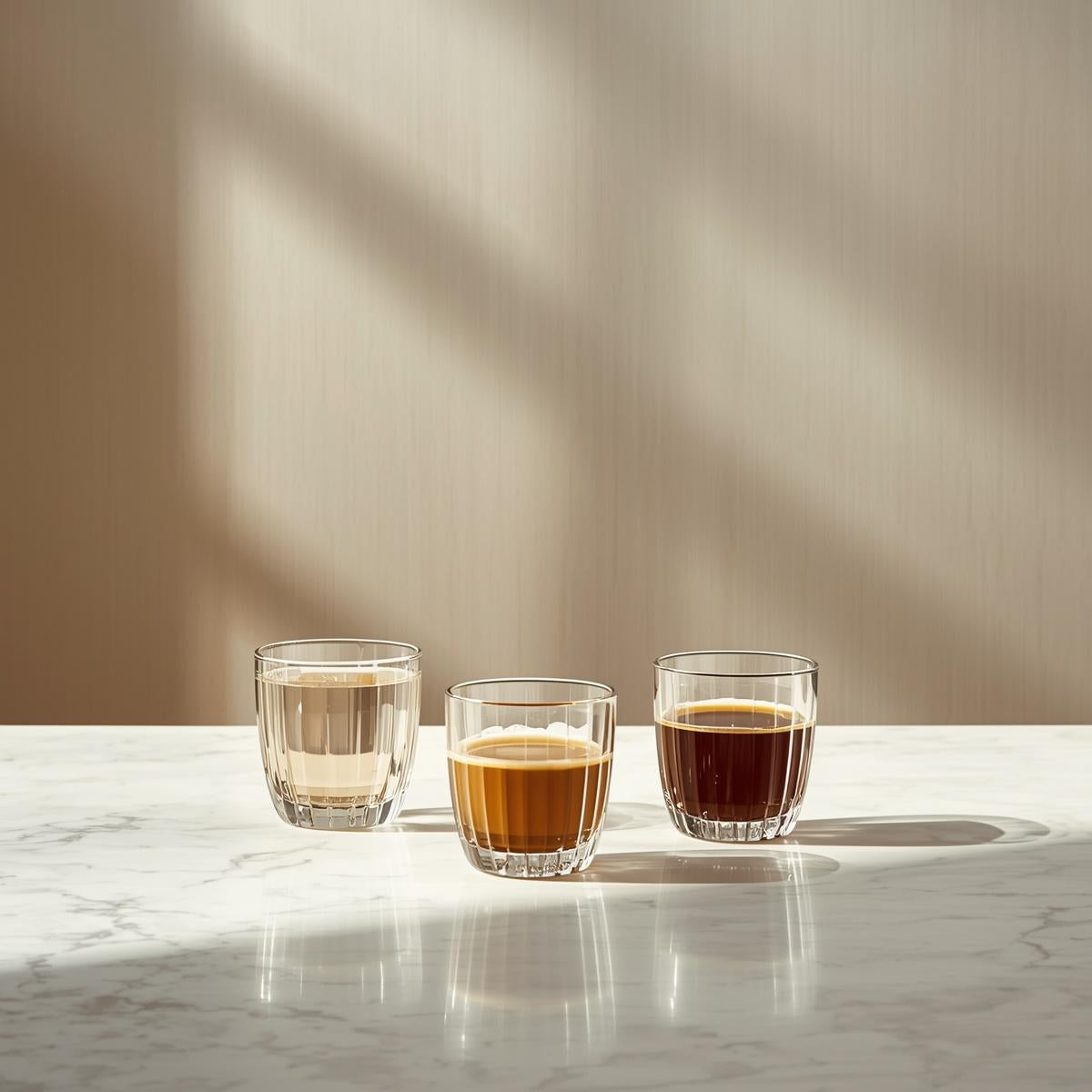 Moderne Kaffeegläser im minimalistischen Design von Mine Maison für Latte, Cappuccino und Matcha