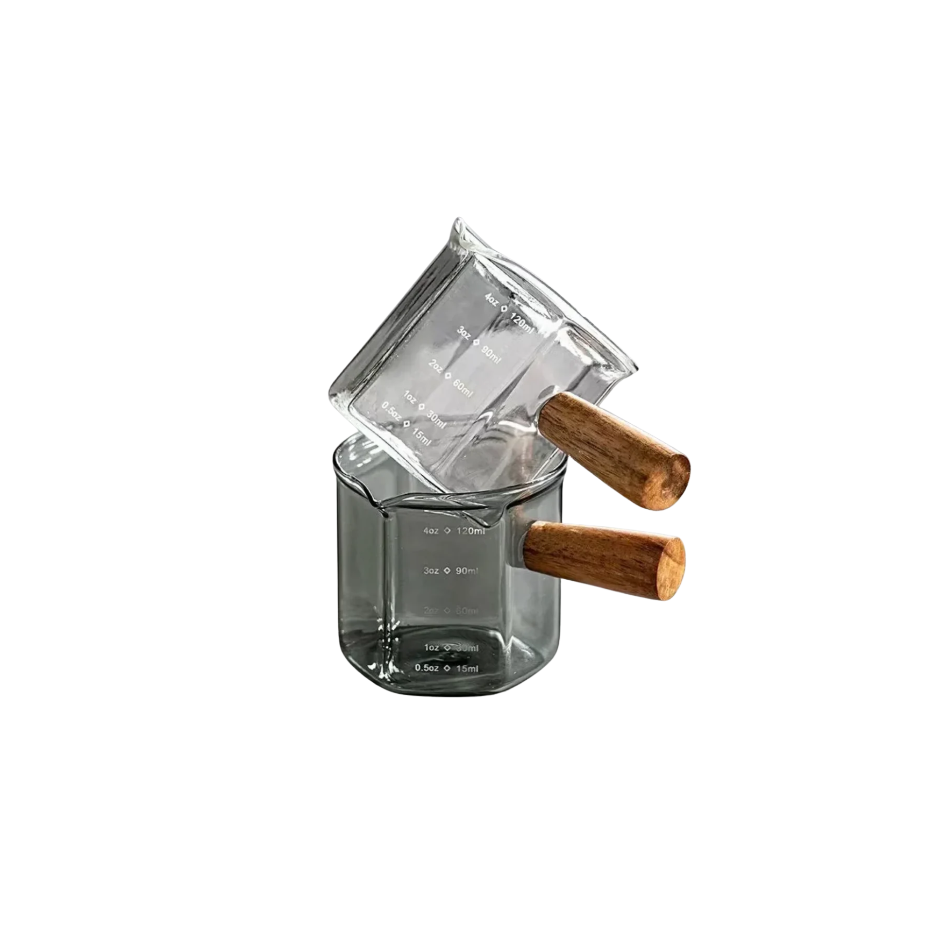 Espresso Messglas 120ml mit Holzgriff