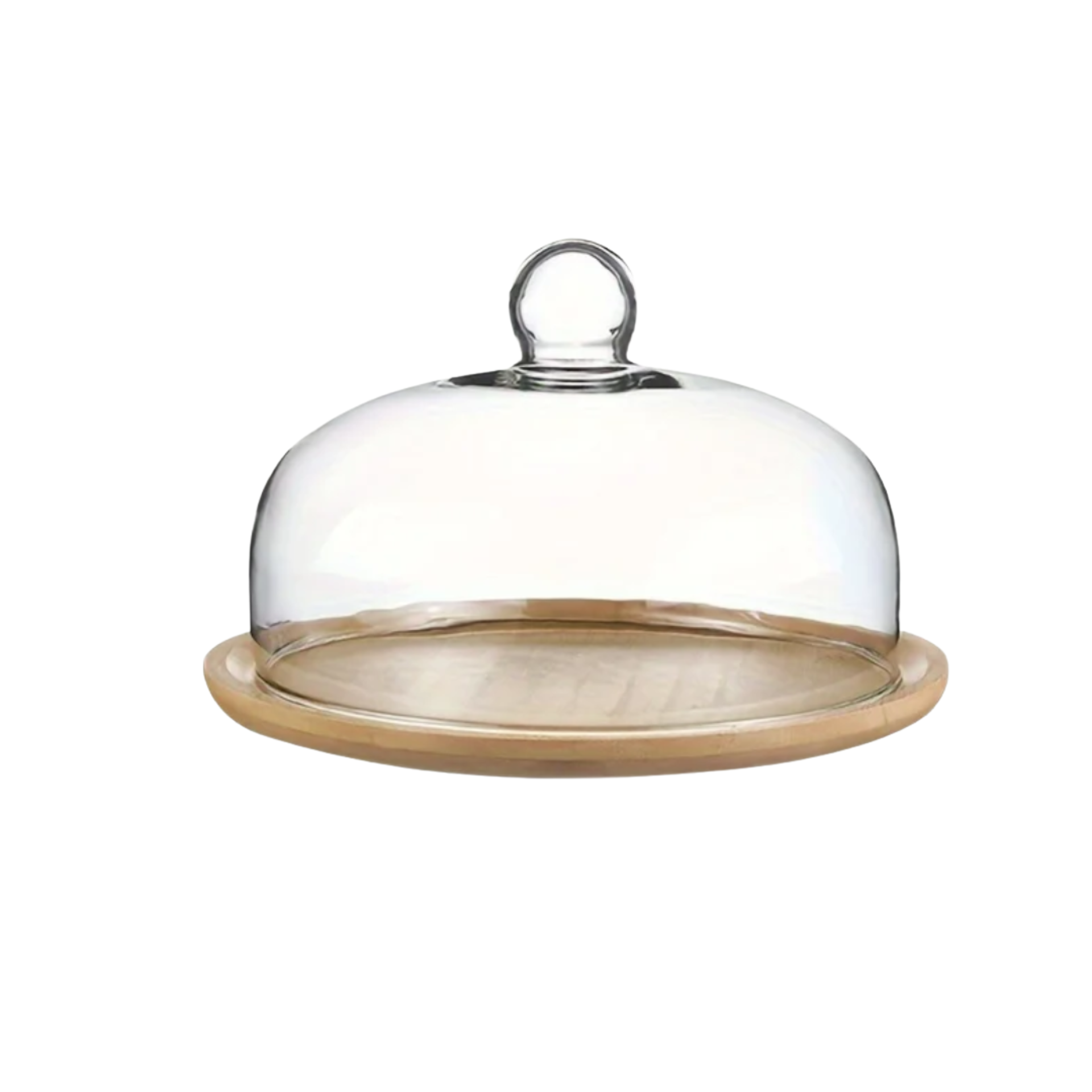 Bambus Tortenständer mit Glashaube - Staubfrei & Elegant