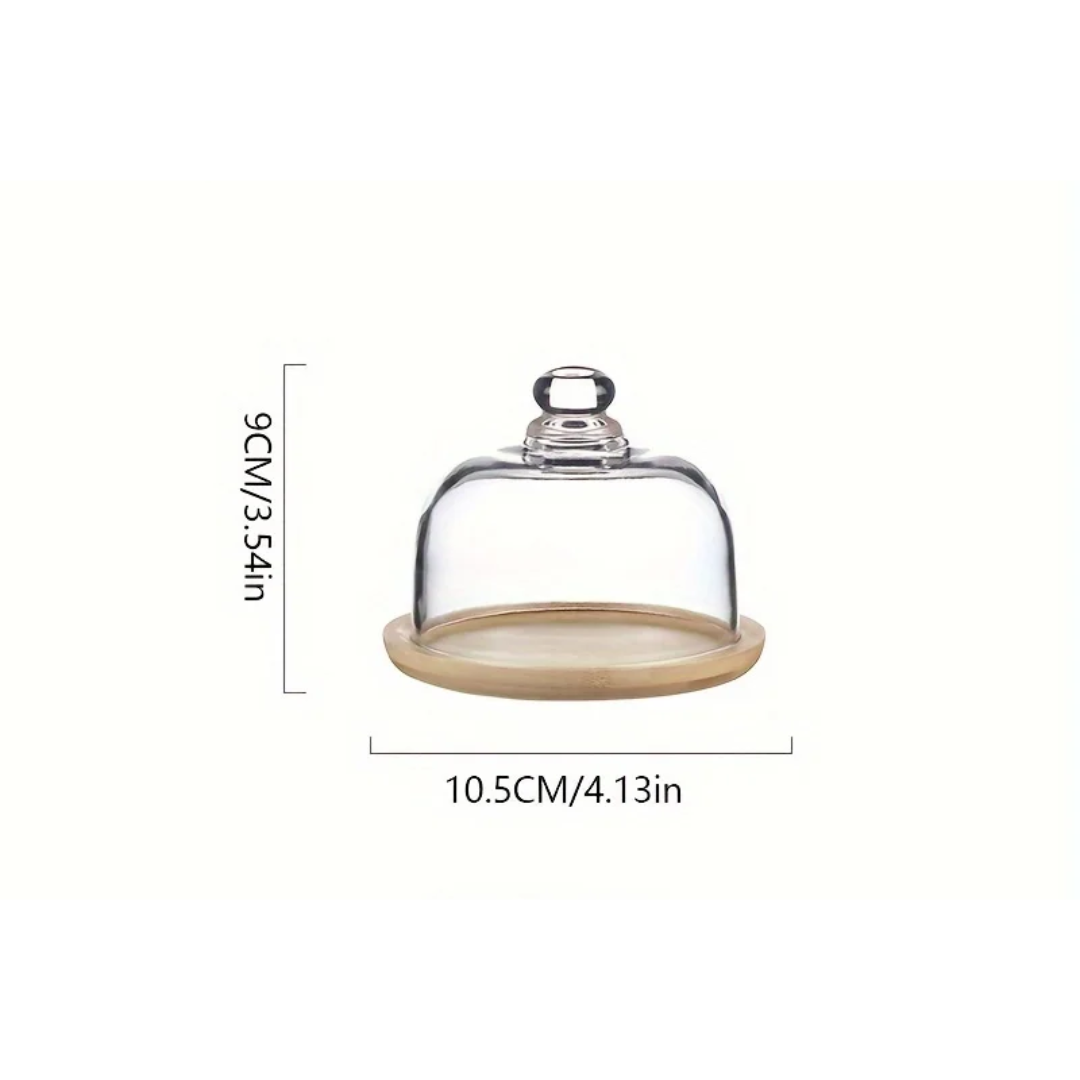 Bambus Tortenständer mit Glashaube - Staubfrei & Elegant