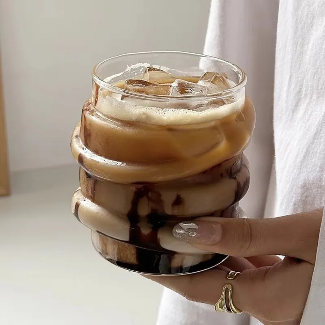 Glastasse 300ml Bubble Design - Modern & Vielseitig für Kaffee, Latte & Cocktails