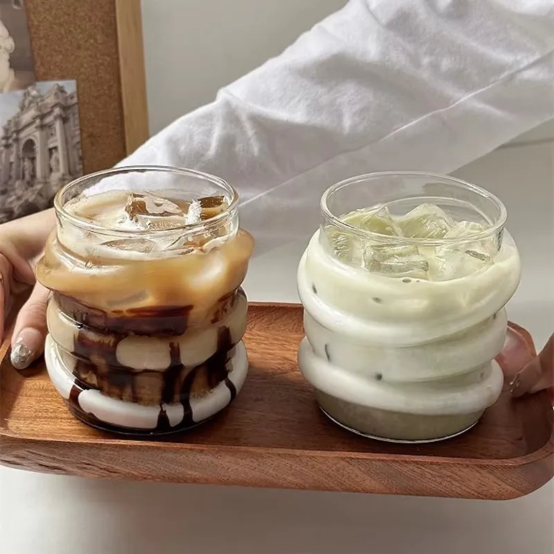 Glastasse 300ml Bubble Design - Modern & Vielseitig für Kaffee, Latte & Cocktails